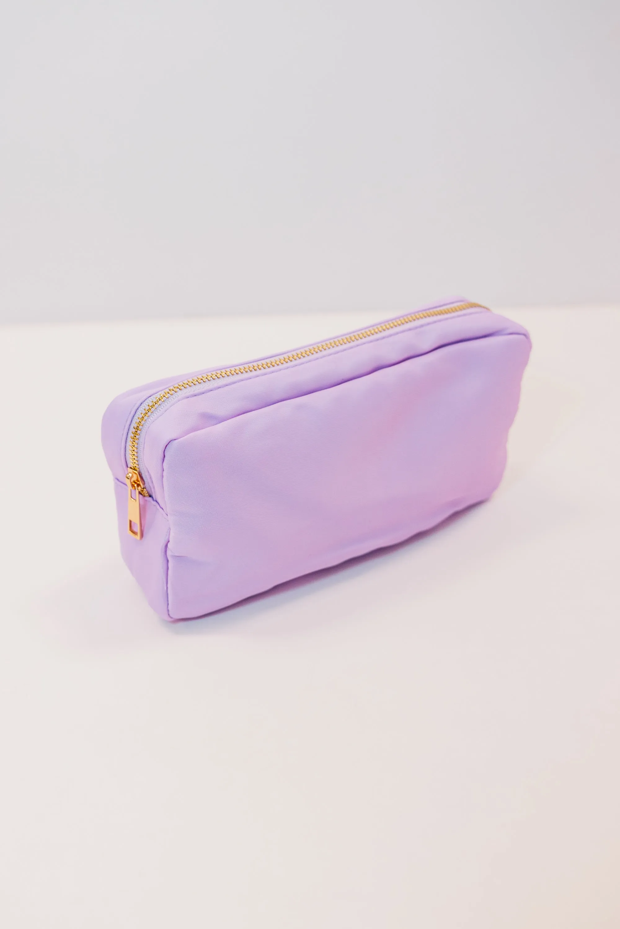 Let's Get Going Lilac Varsity Cosmetic Bag, Medium