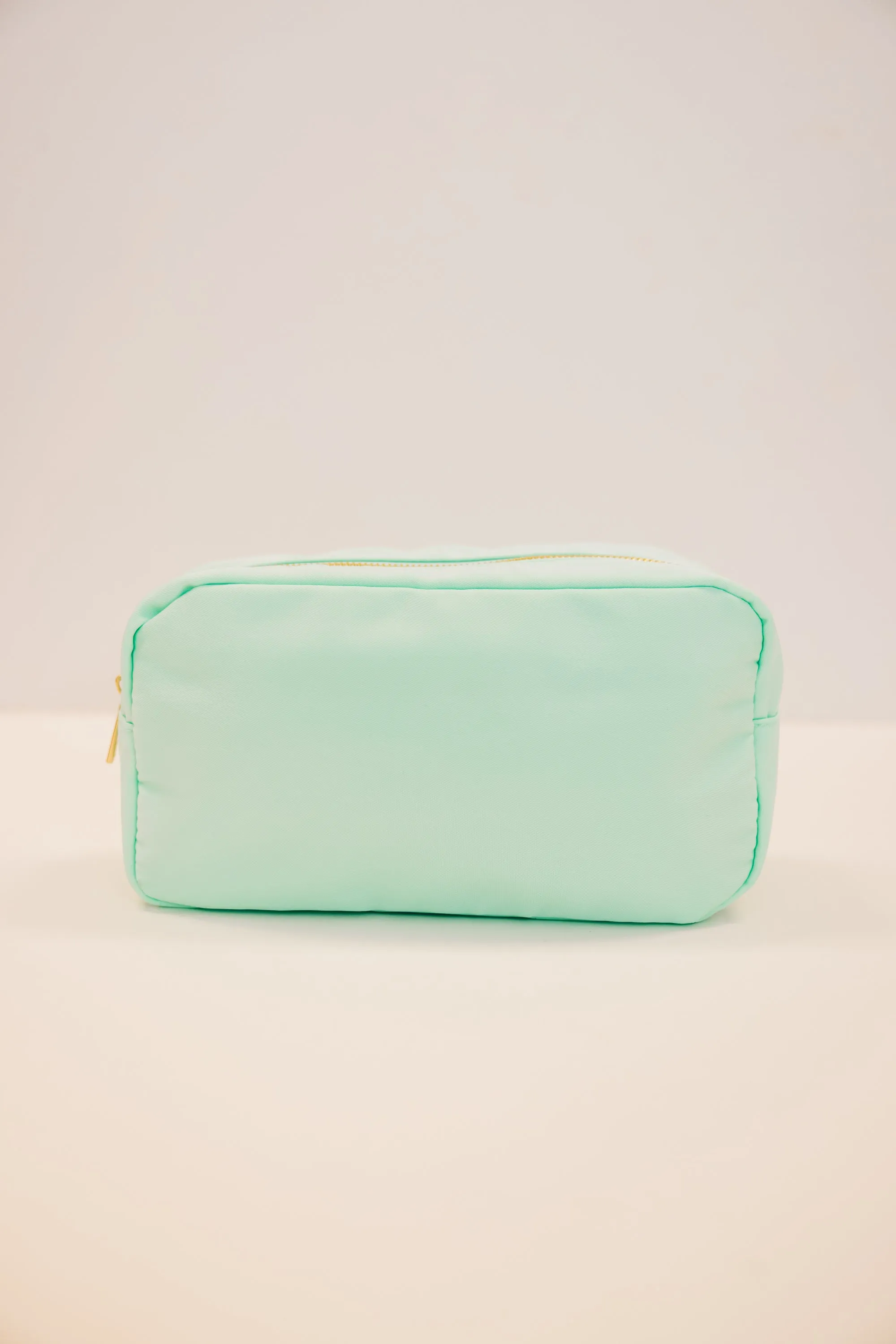 Let's Get Going Mint Varsity Cosmetic Bag, Large
