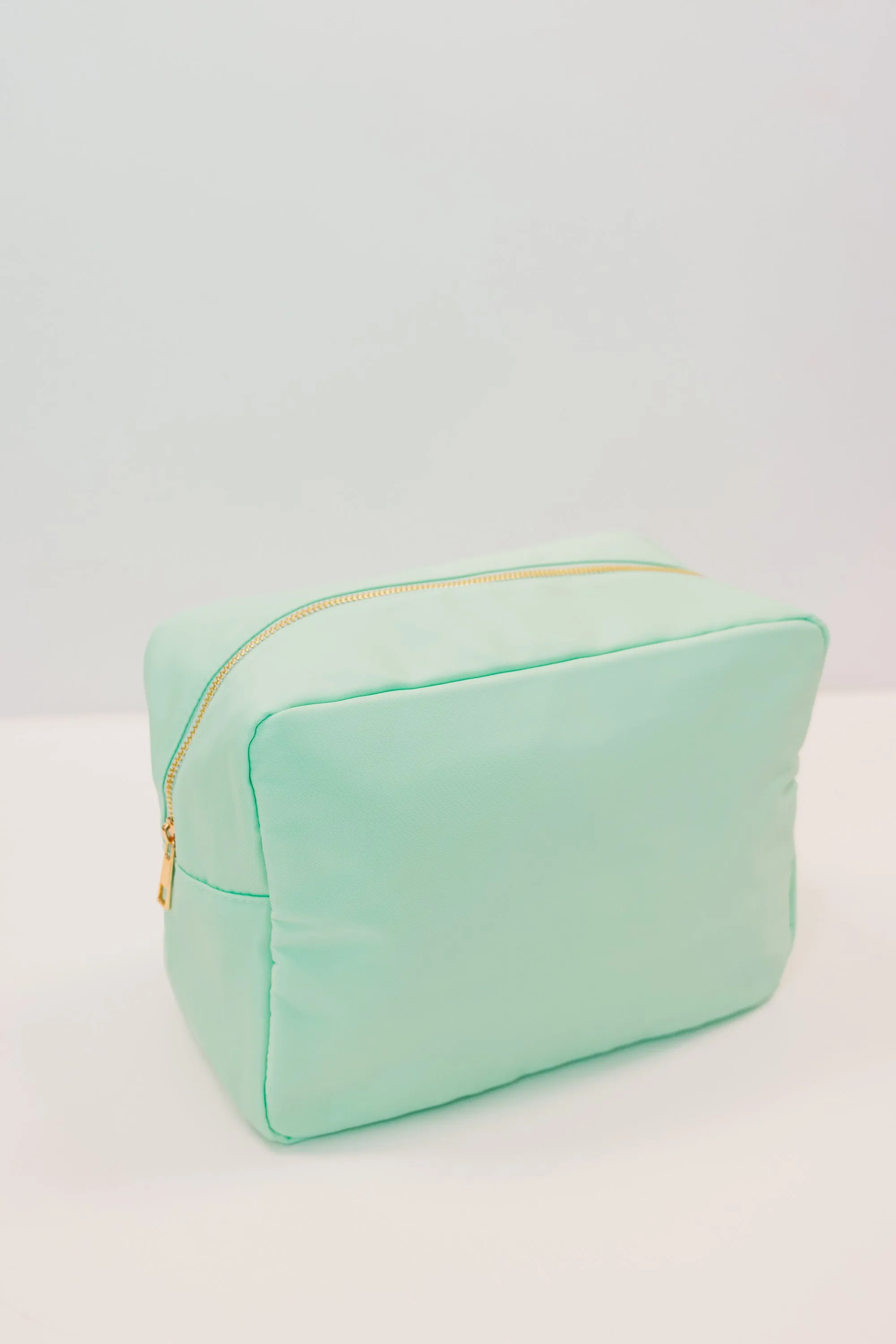 Let's Get Going Mint Varsity Cosmetic Bag, X-Large