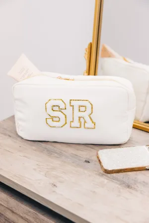 Let's Get Going Nude Varsity Cosmetic Bag, Large