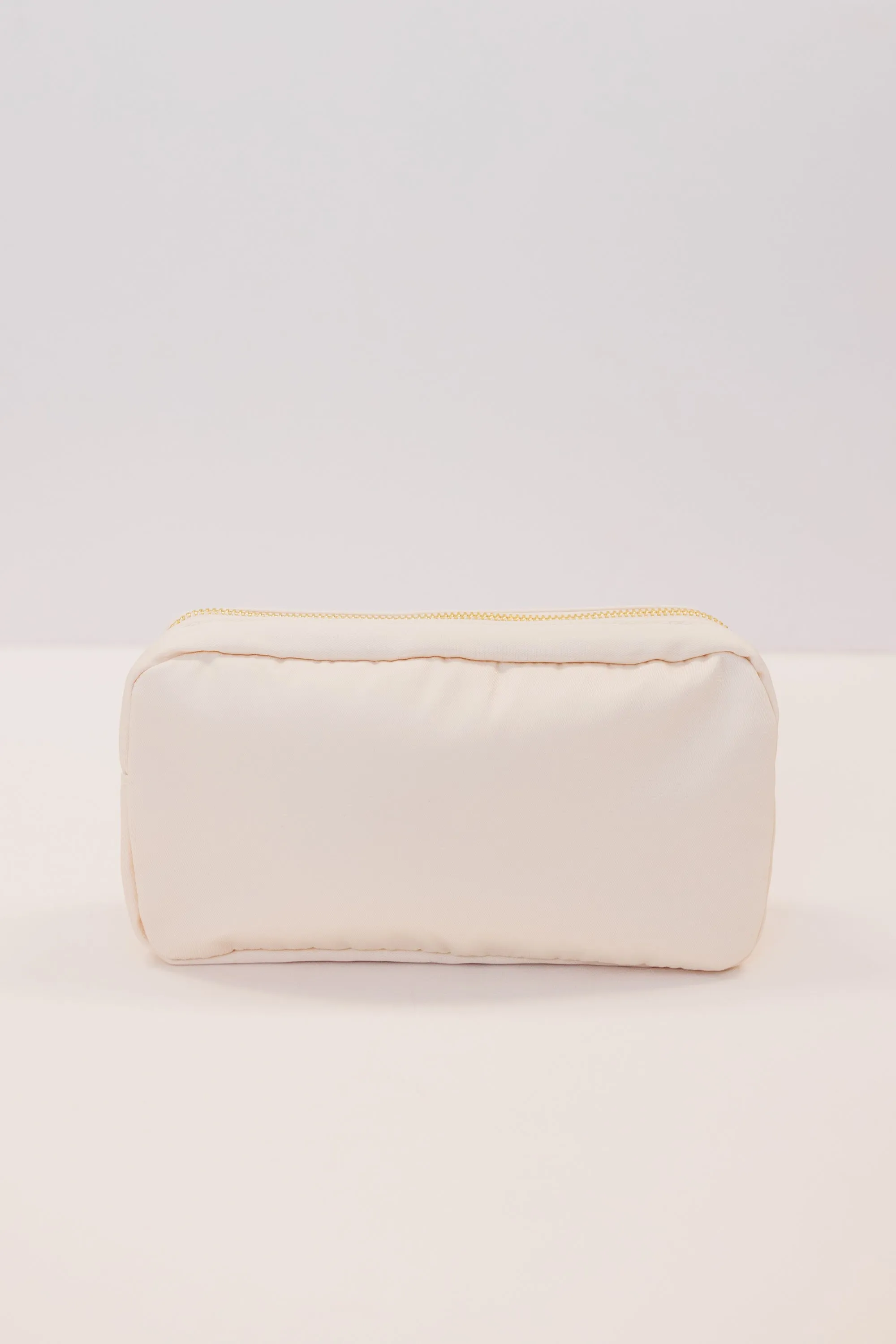 Let's Get Going Nude Varsity Cosmetic Bag, Medium