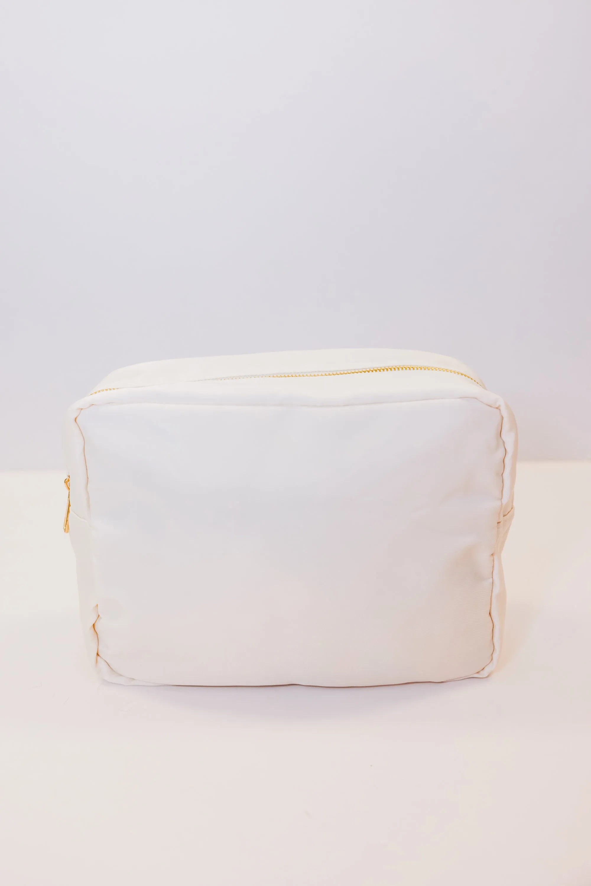 Let's Get Going Nude Varsity Cosmetic Bag, X-Large