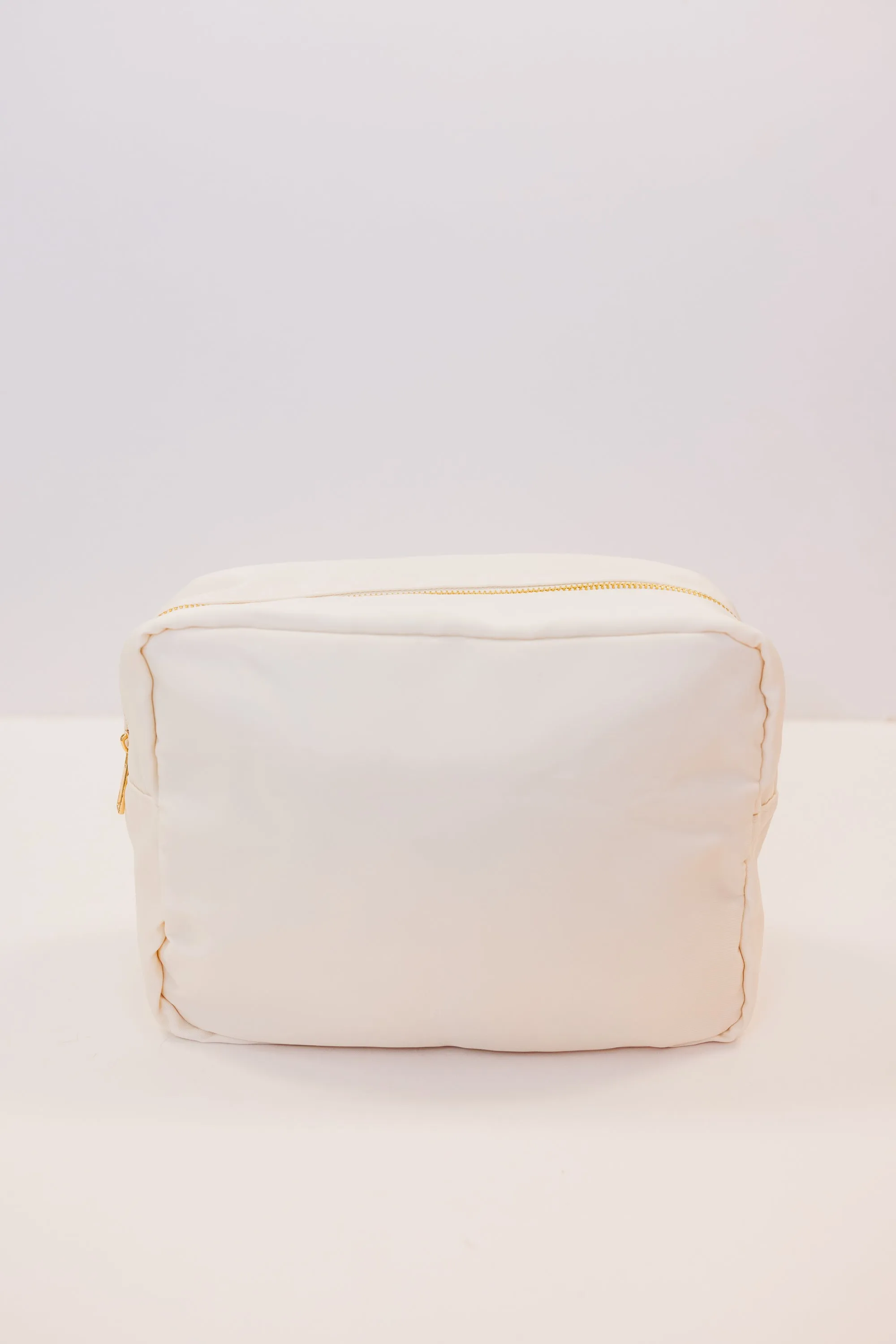 Let's Get Going Nude Varsity Cosmetic Bag, X-Large