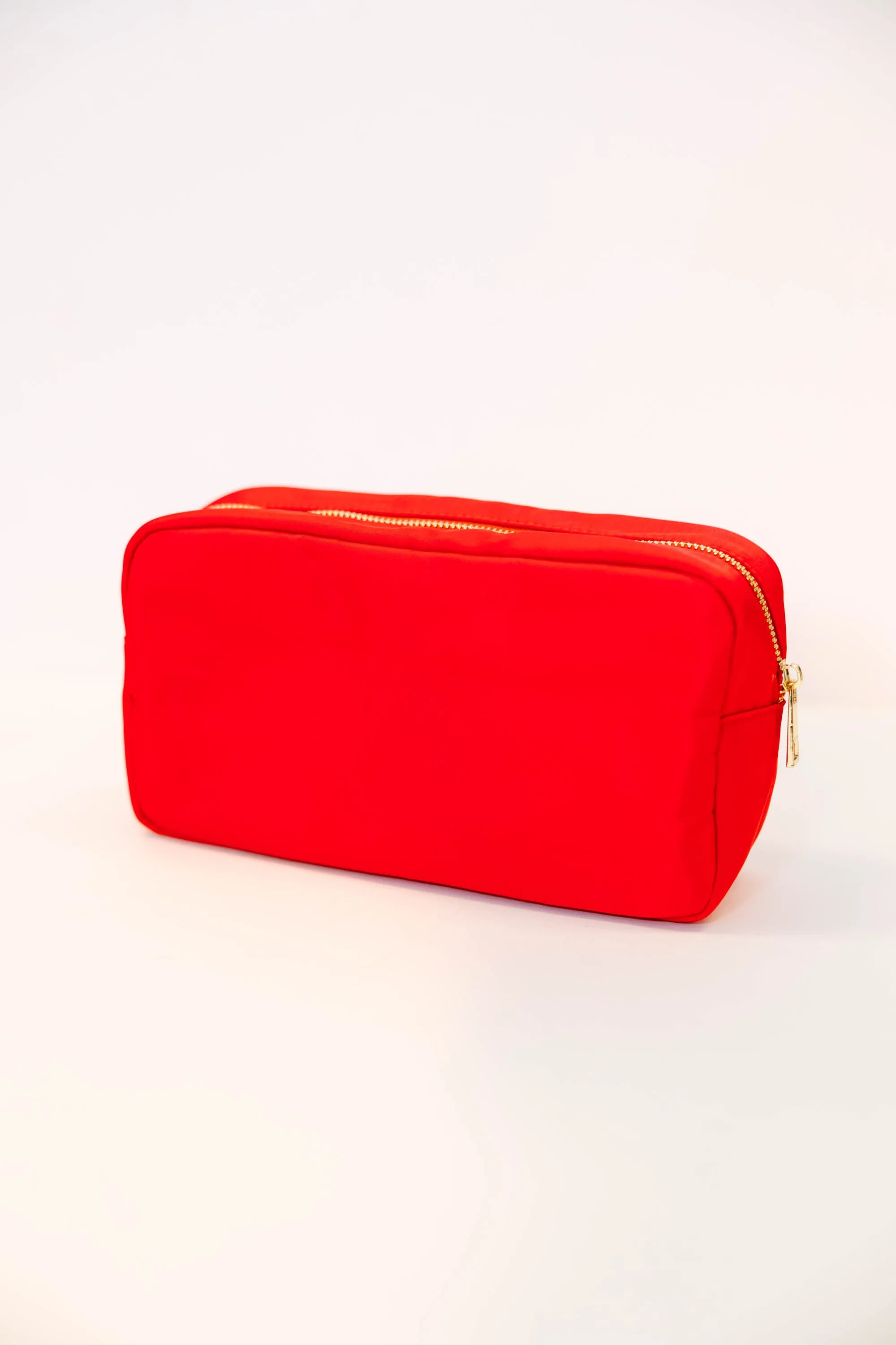 Let's Get Going Red Varsity Cosmetic Bag, Large
