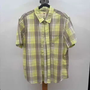 Levi Strauss Men's Size XL Yellow Cotton Plaid Short Sleeve Shirt