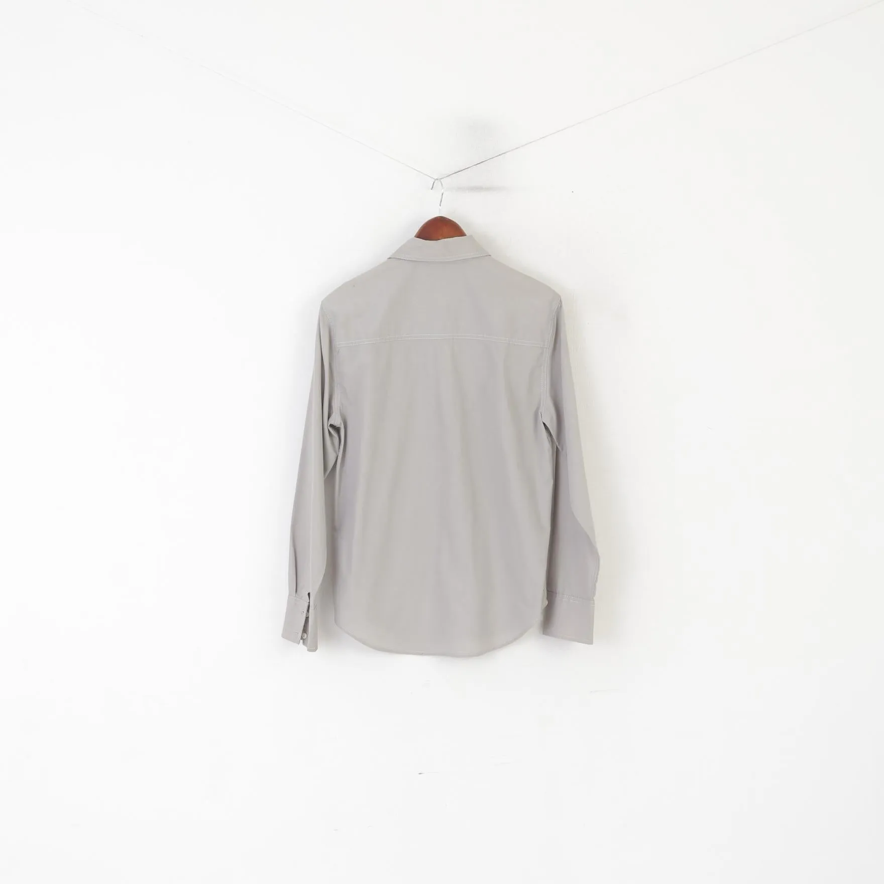 Levi's Signature Men S Casual Shirt Gray Cotton Custom Fit Long Sleeve Pocket Top