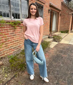 Light Pink Cap Sleeve Cotton T Shirt