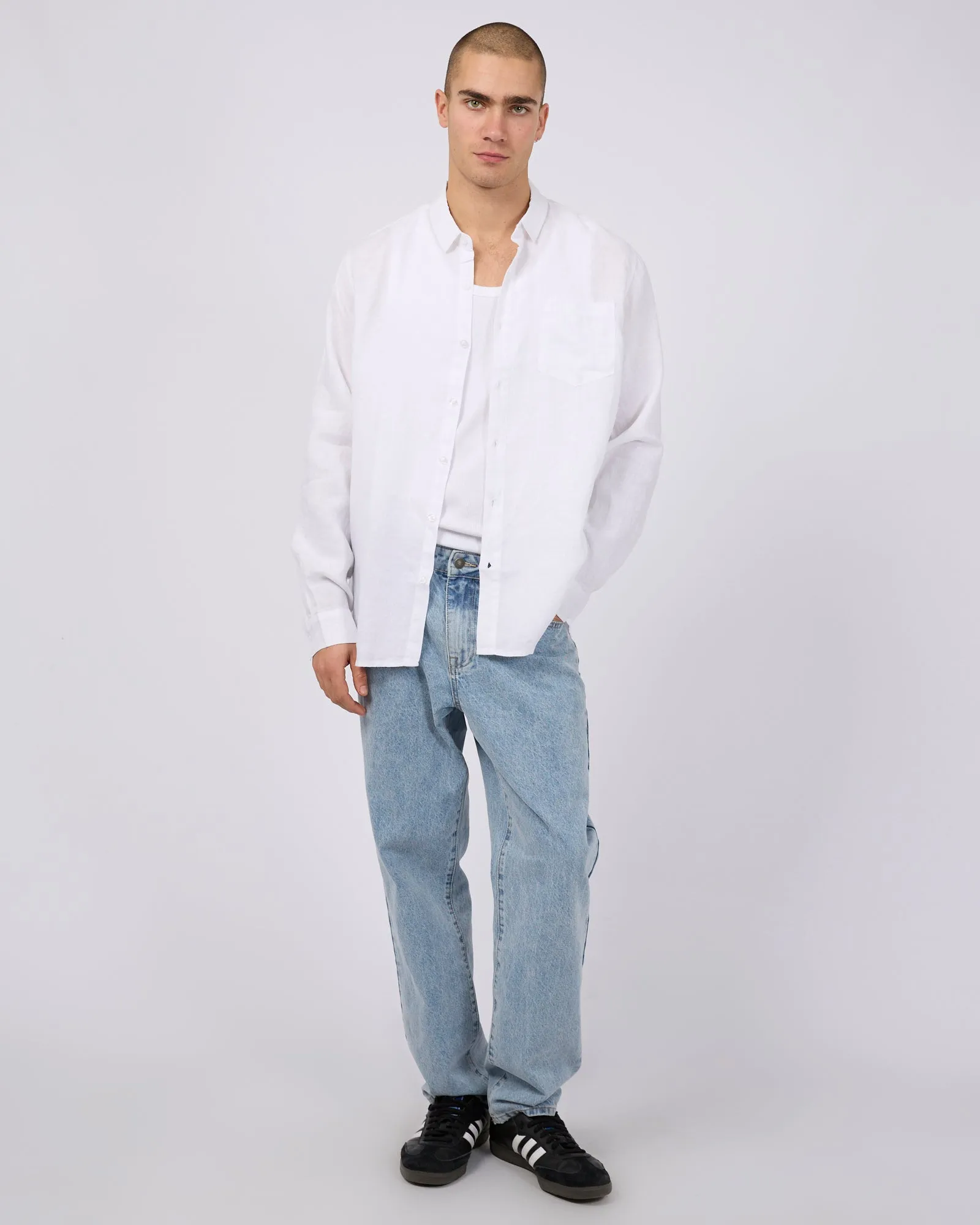 Linen Long Sleeve Shirt White