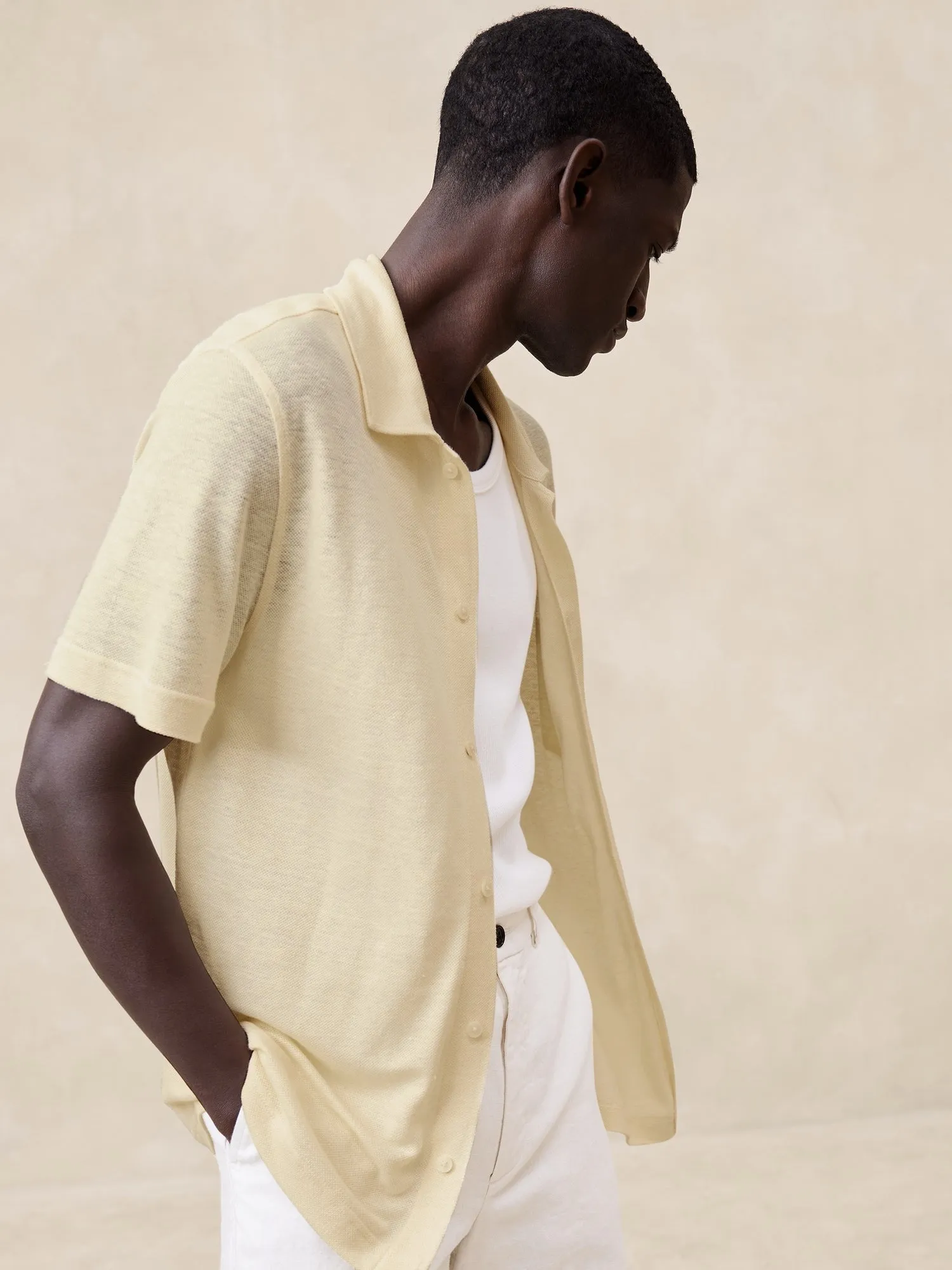 Linen Pique Resort Shirt Banana Republic