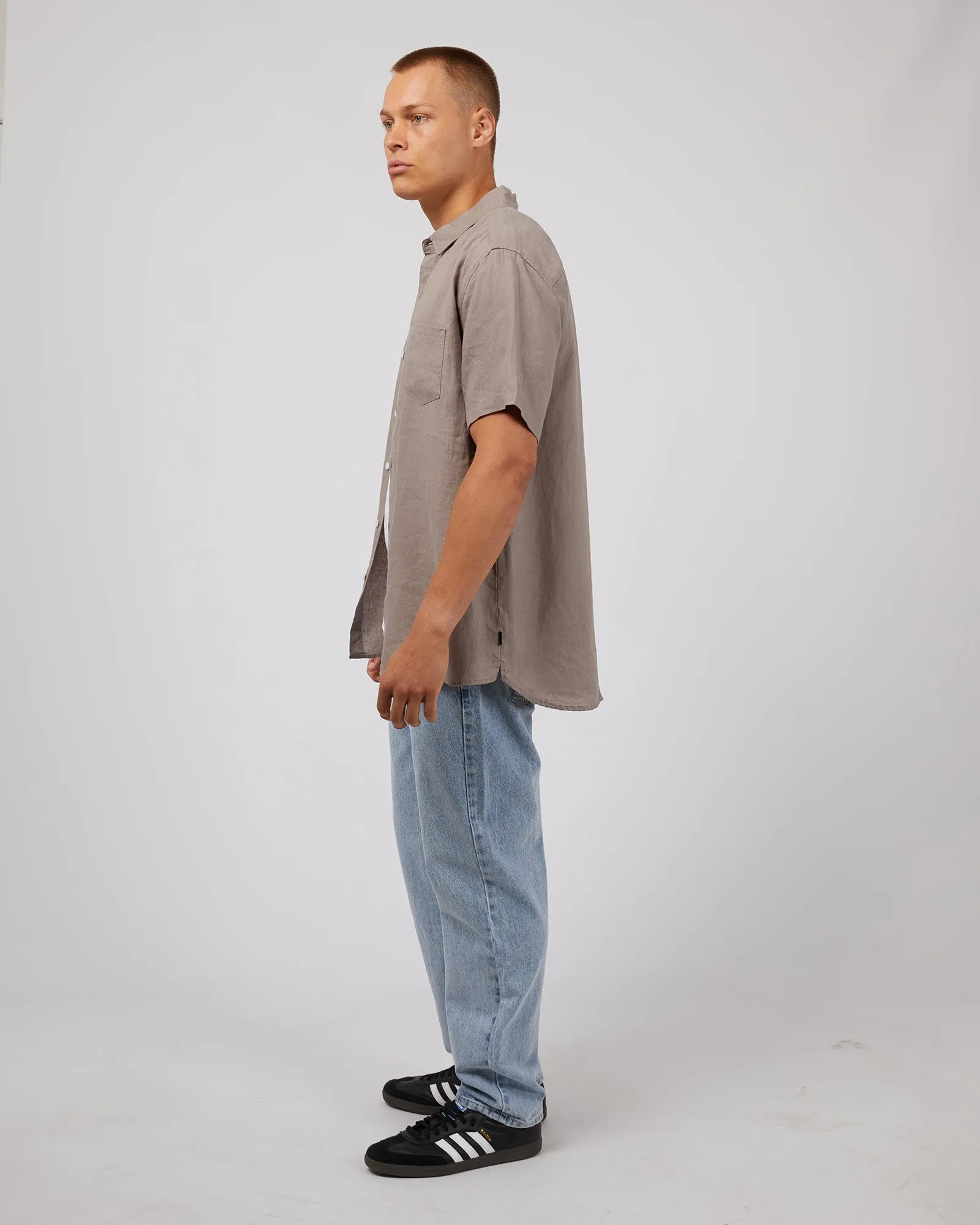Linen Short Sleeve Shirt Mushroom