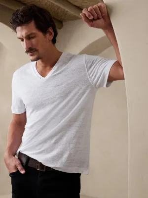 Linen V-Neck T-Shirt Banana Republic