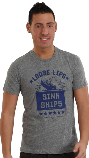 Local Celebrity Loose Lips Mens Tee in Grey