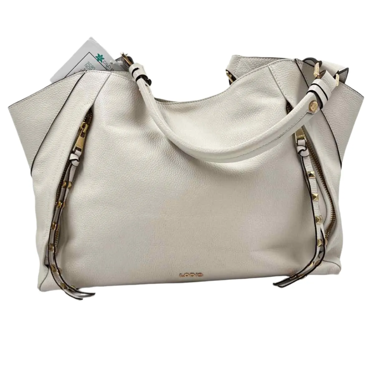 LODIS 1965 Stone "Salt" Pebbled Leather CAMILLA Double Handled Tote Bag Purse