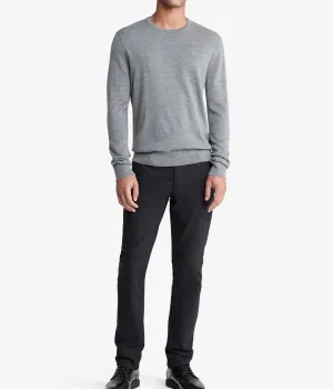 Long Sleeve Solid Extrafine Merino Crew 14Gg Gray