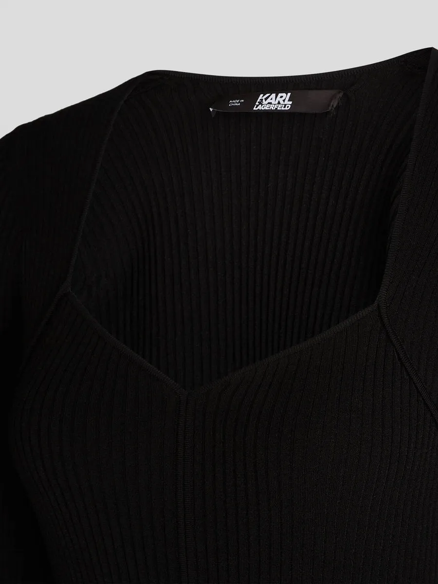 LONG-SLEEVED KARL LOGO KNIT DRESS
