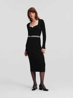 LONG-SLEEVED KARL LOGO KNIT DRESS