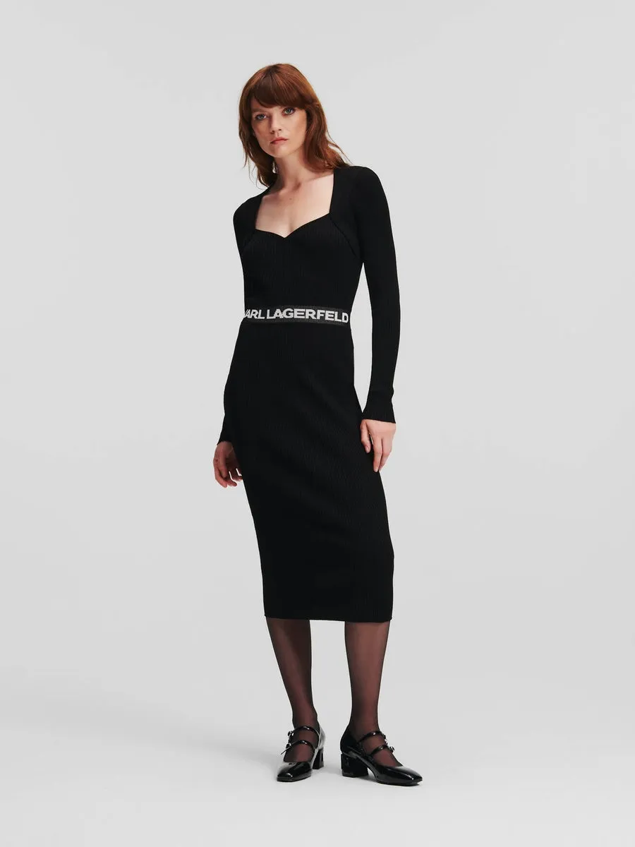 LONG-SLEEVED KARL LOGO KNIT DRESS