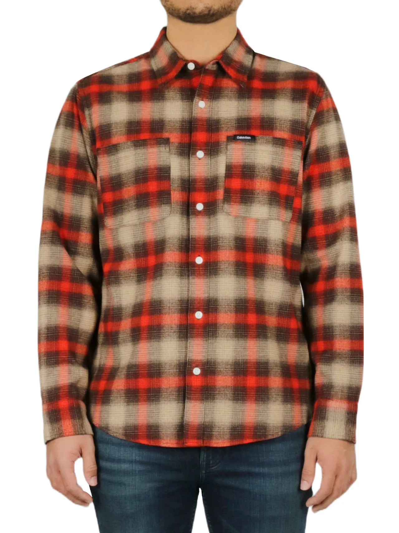 Long Sleeves Linear Ombre Flannel Shirt