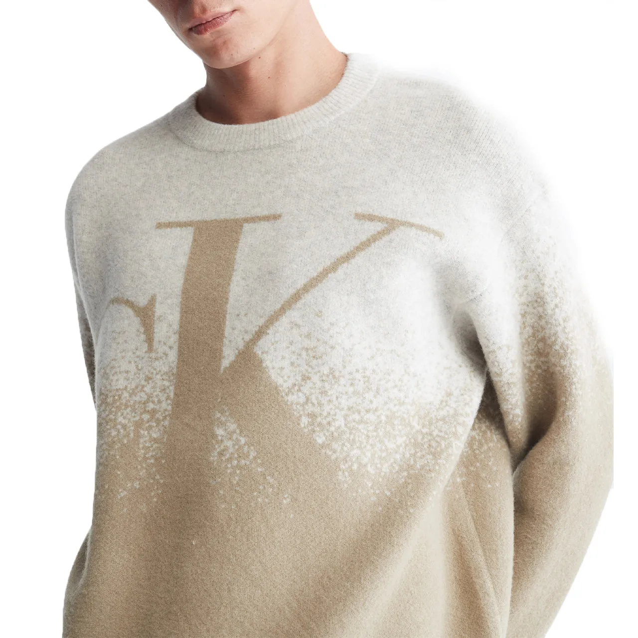 Long Sleeves Mono Ombre Jacquard Crew Sweater