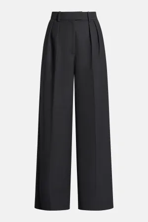 Lou High Waisted Flared Wool Trousers in Black