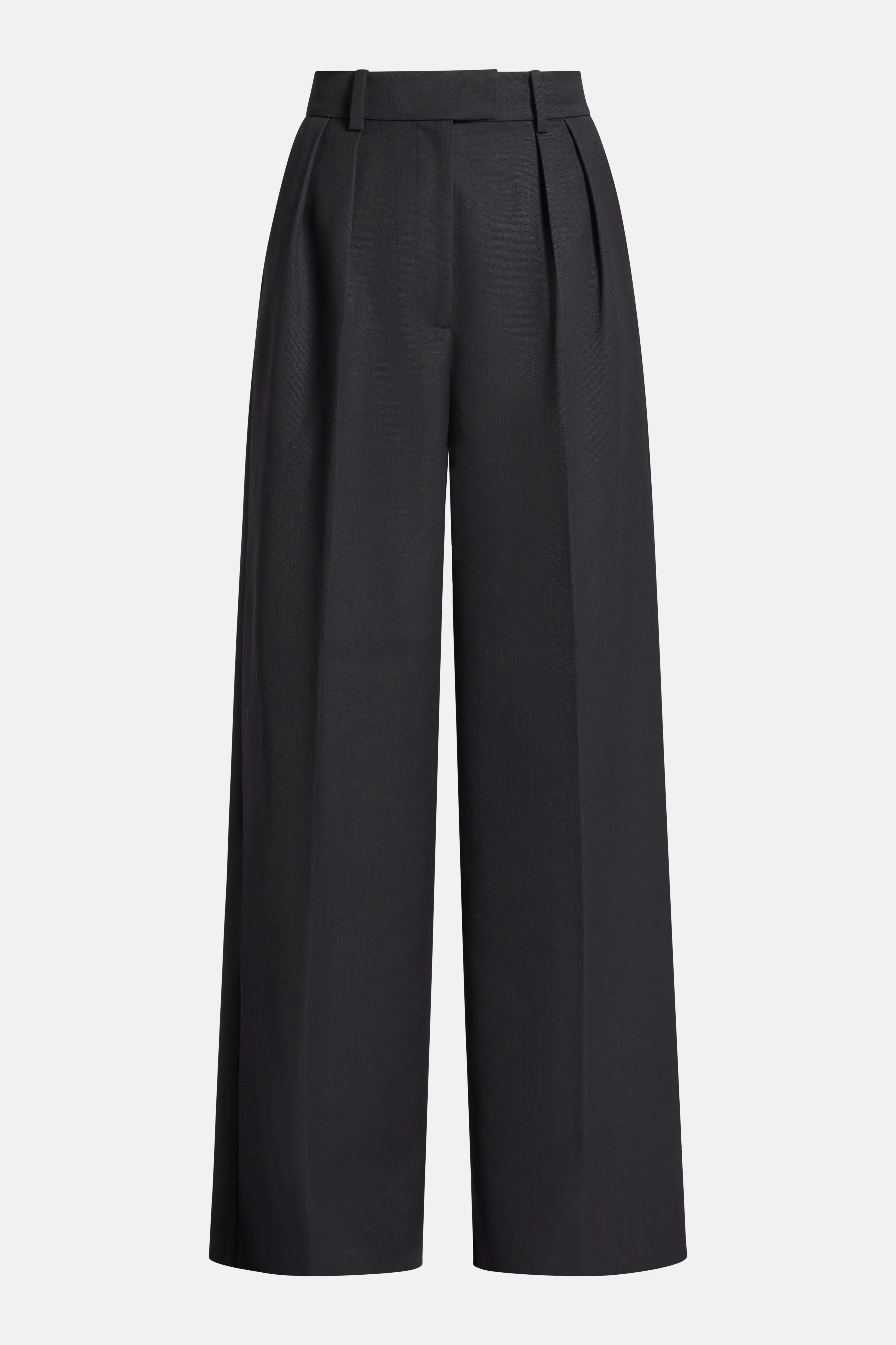 Lou High Waisted Flared Wool Trousers in Black