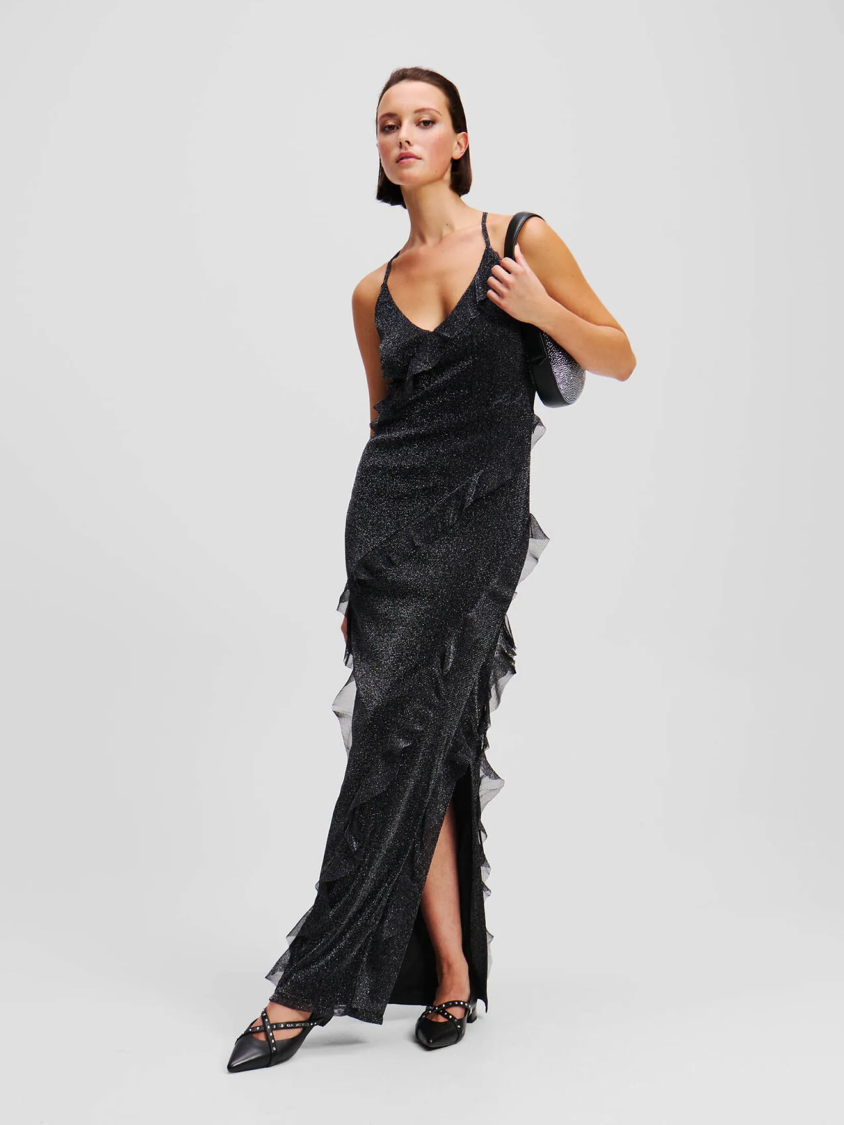 LUREX RUFFLE JERSEY DRESS
