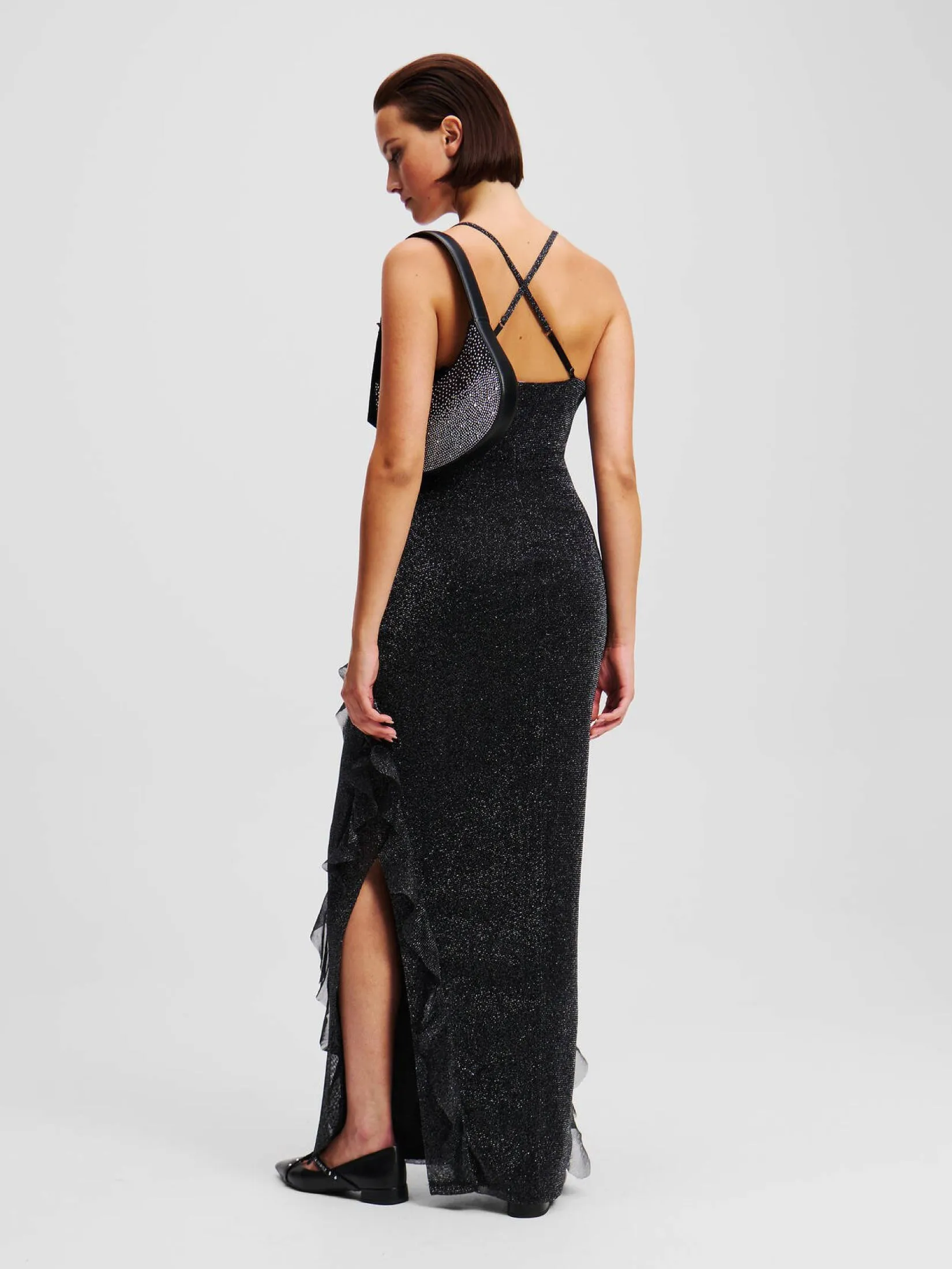 LUREX RUFFLE JERSEY DRESS