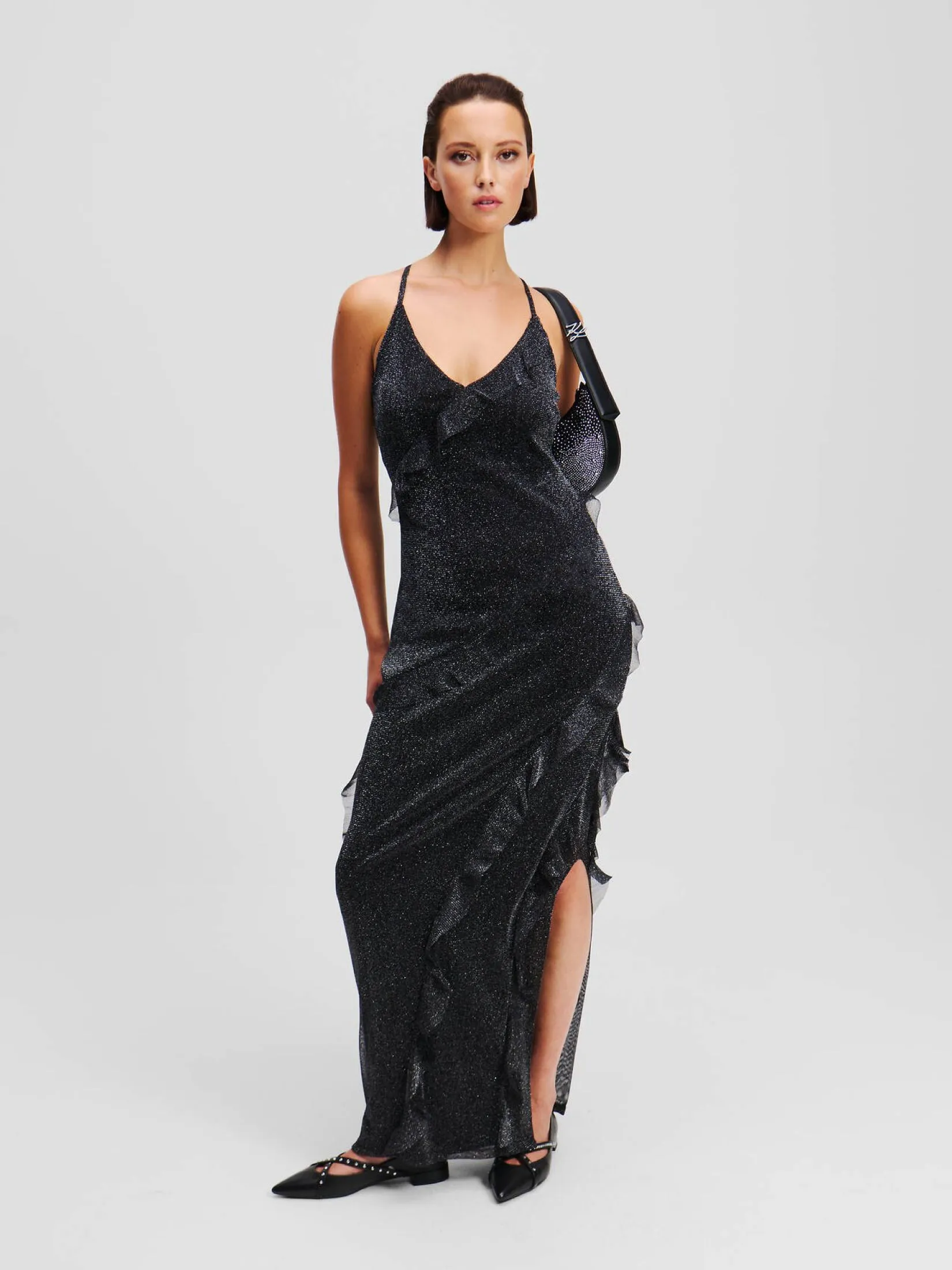 LUREX RUFFLE JERSEY DRESS