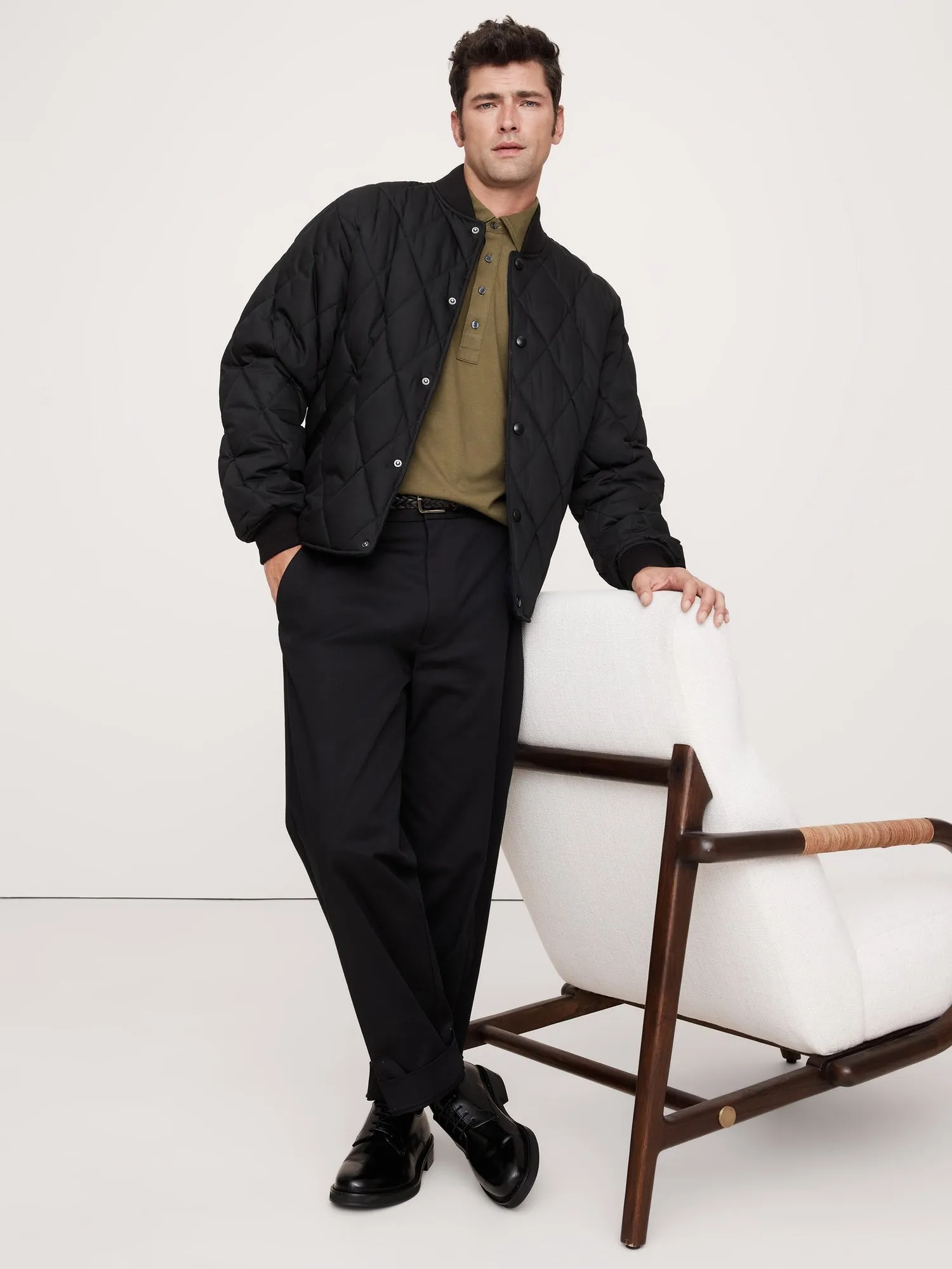 Luxury-Touch Long-Sleeve Polo Banana Republic