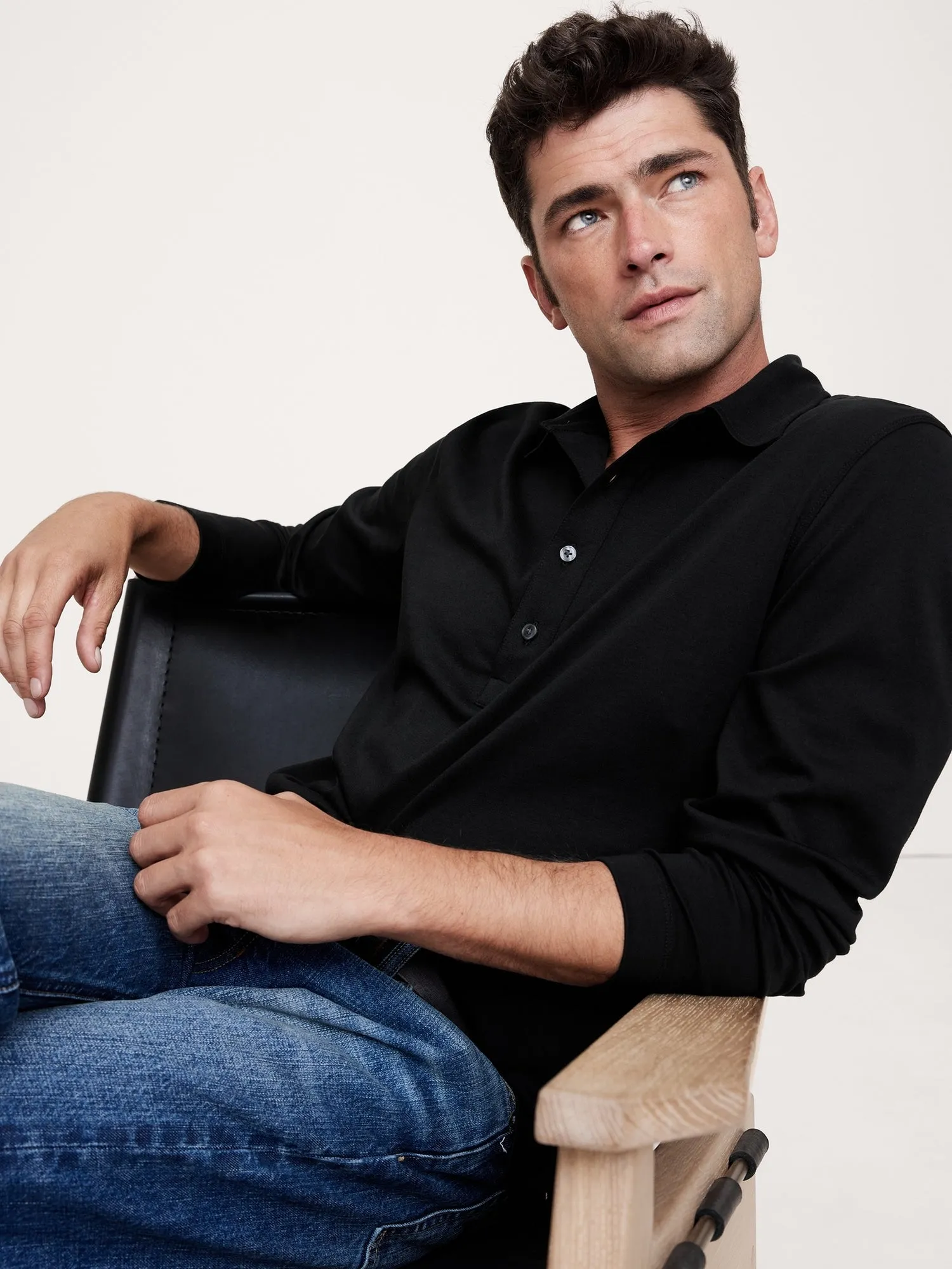 Luxury-Touch Long-Sleeve Polo Banana Republic