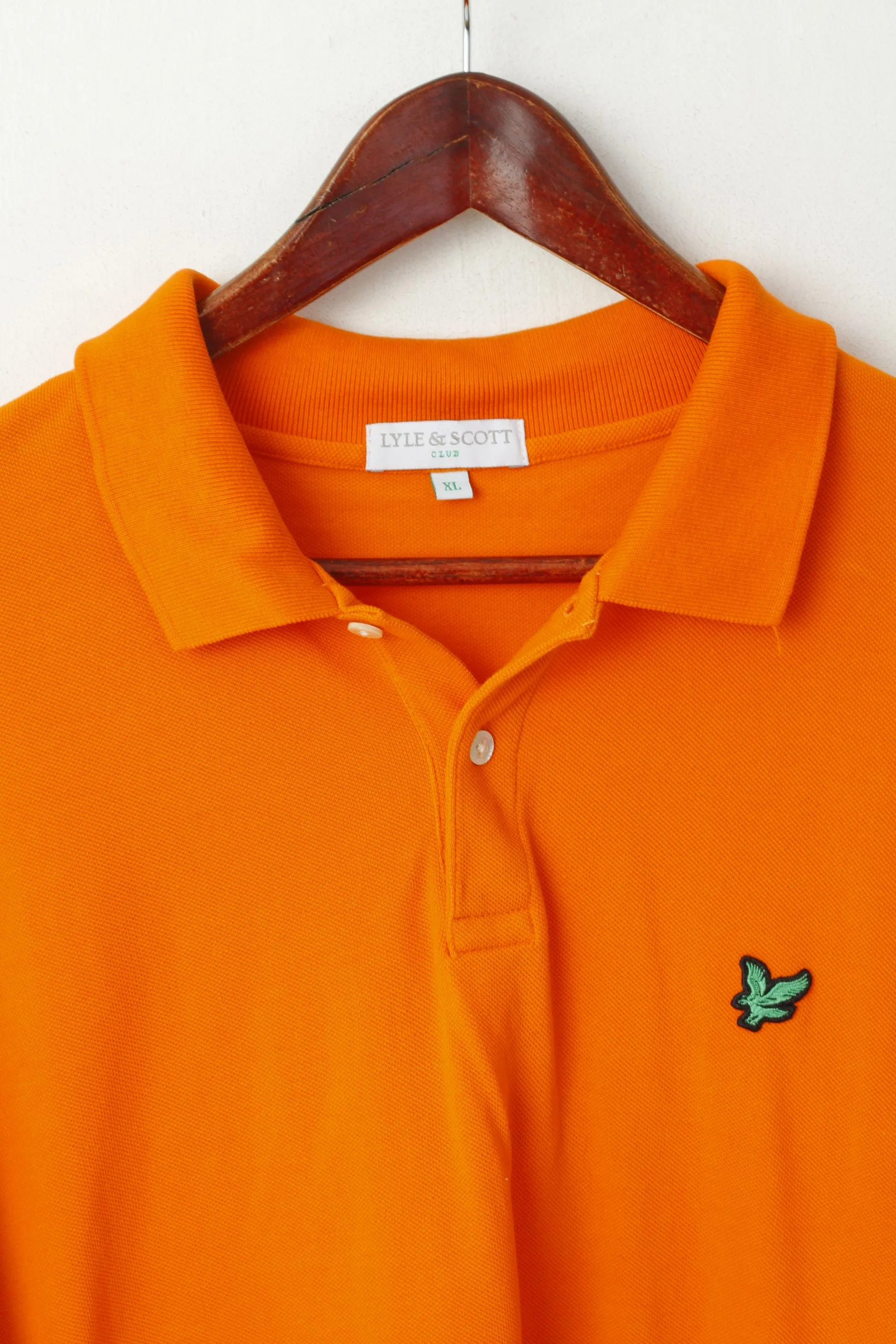 Lyle & Scott Club Men XL Polo Shirt Orange Cotton Short Sleeve Detailed Buttons Top