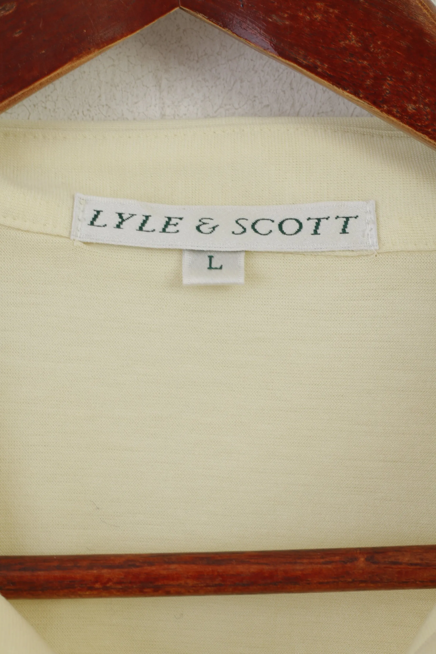 Lyle & Scott Men L Polo Shirt Yellow Cotton Haggs Castle Golf Club Sport Top