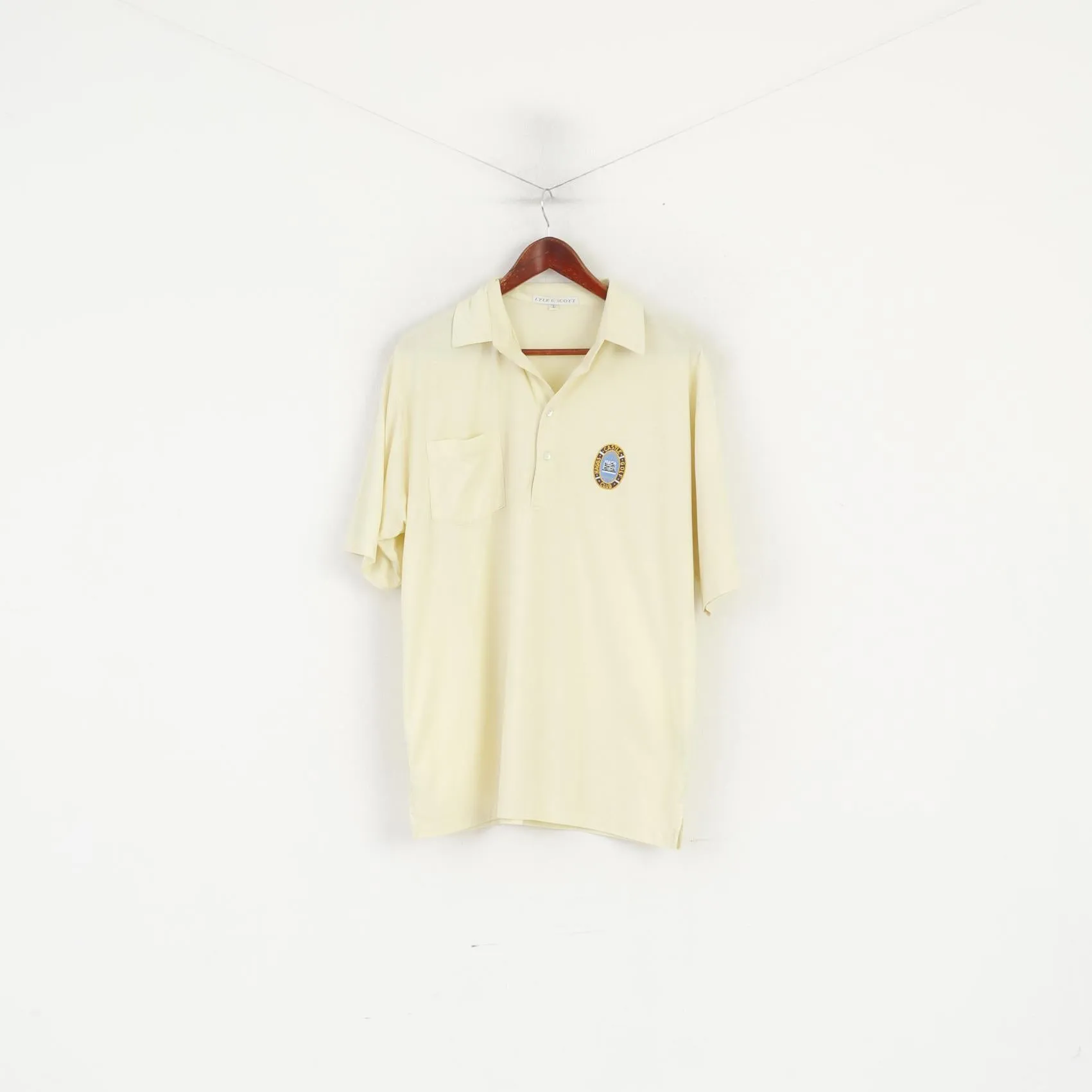 Lyle & Scott Men L Polo Shirt Yellow Cotton Haggs Castle Golf Club Sport Top