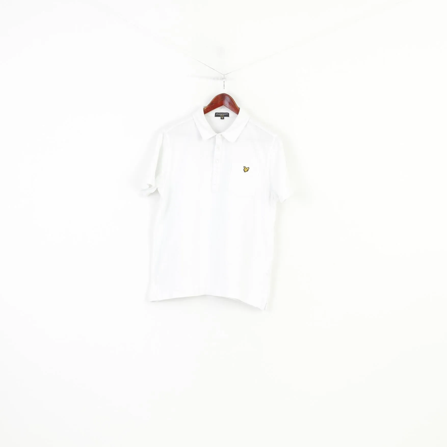 Lyle & Scott Men XL Polo Shirt White Cotton Short Sleeve Vintage Top