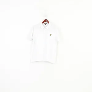 Lyle & Scott Men XL Polo Shirt White Cotton Short Sleeve Vintage Top