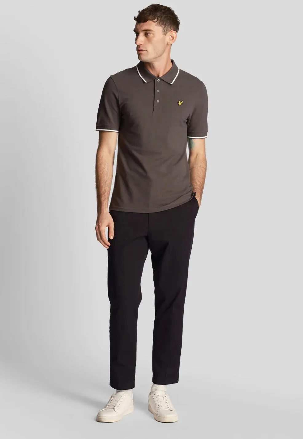 Lyle & Scott - Tipped Gun Metal/White - Polo