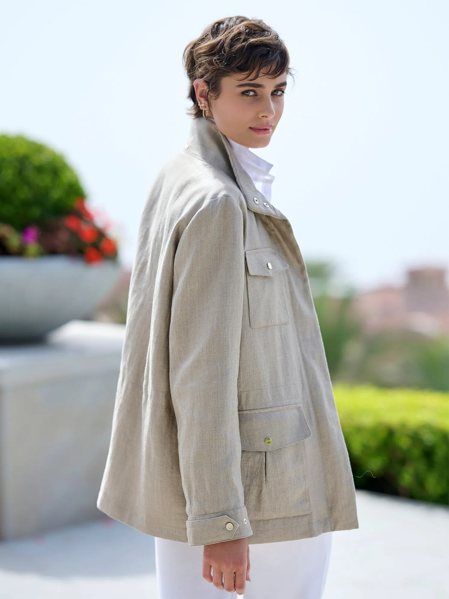 Malin Metallic Linen Field Jacket