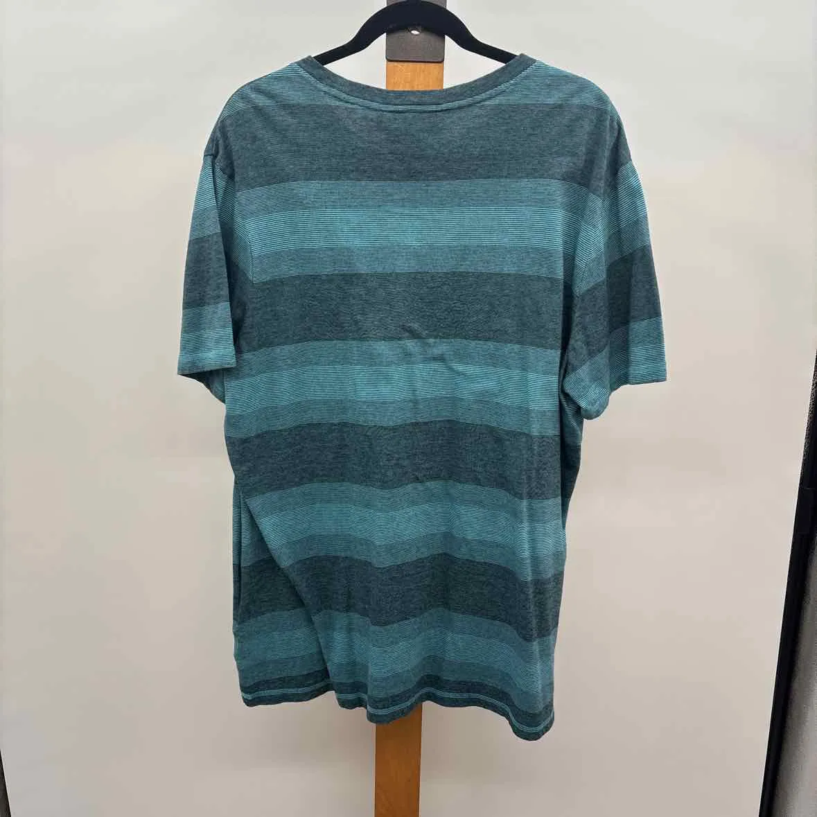 Marc Anthony Men's Size XXL Teal Striped Short Sleeve Shirt