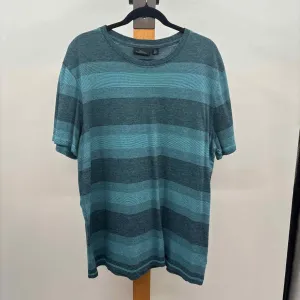 Marc Anthony Men's Size XXL Teal Striped Short Sleeve Shirt