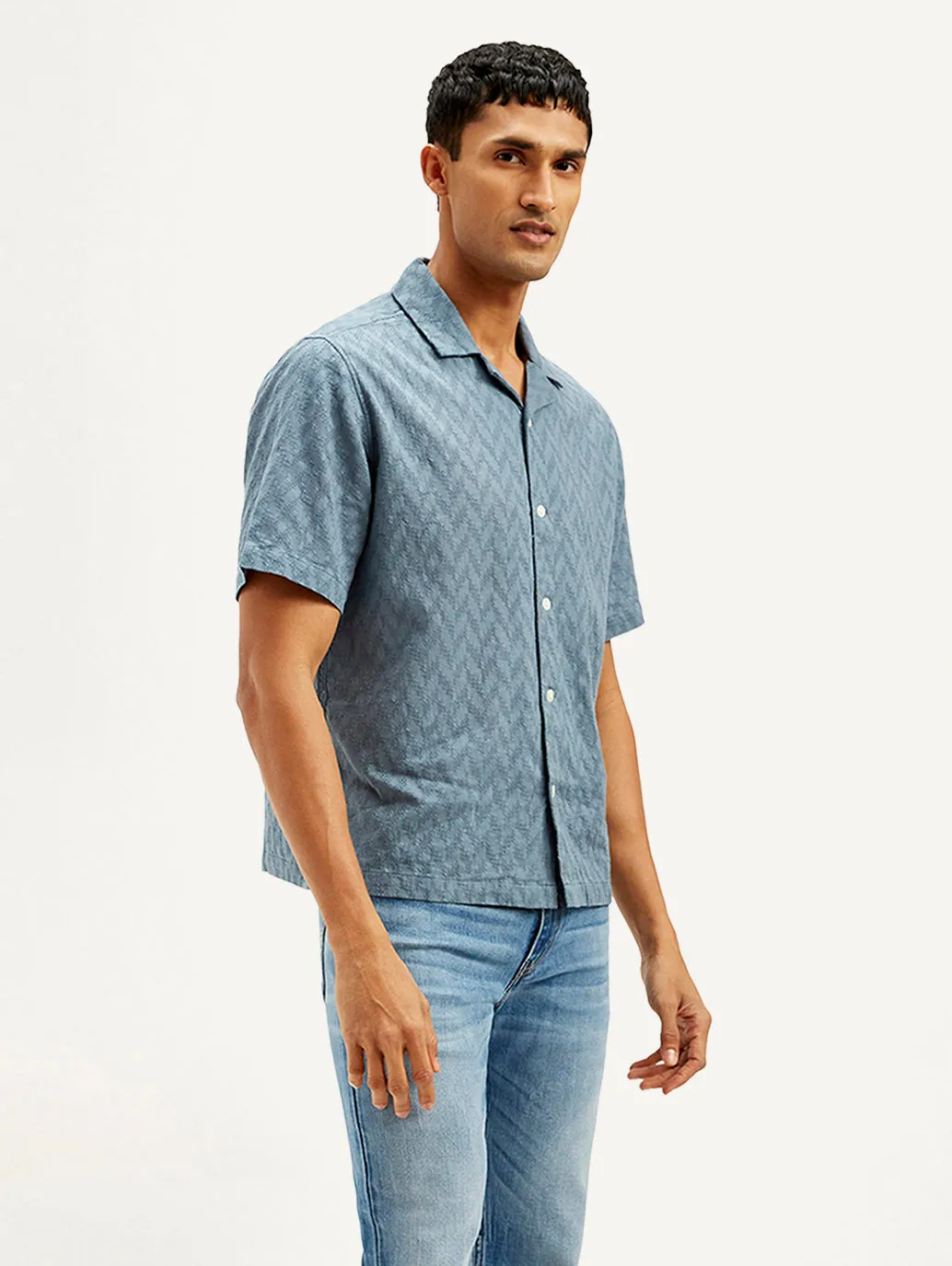 Men's Resort Collar Chevron Relaxed Fit Shirt LEVI'S