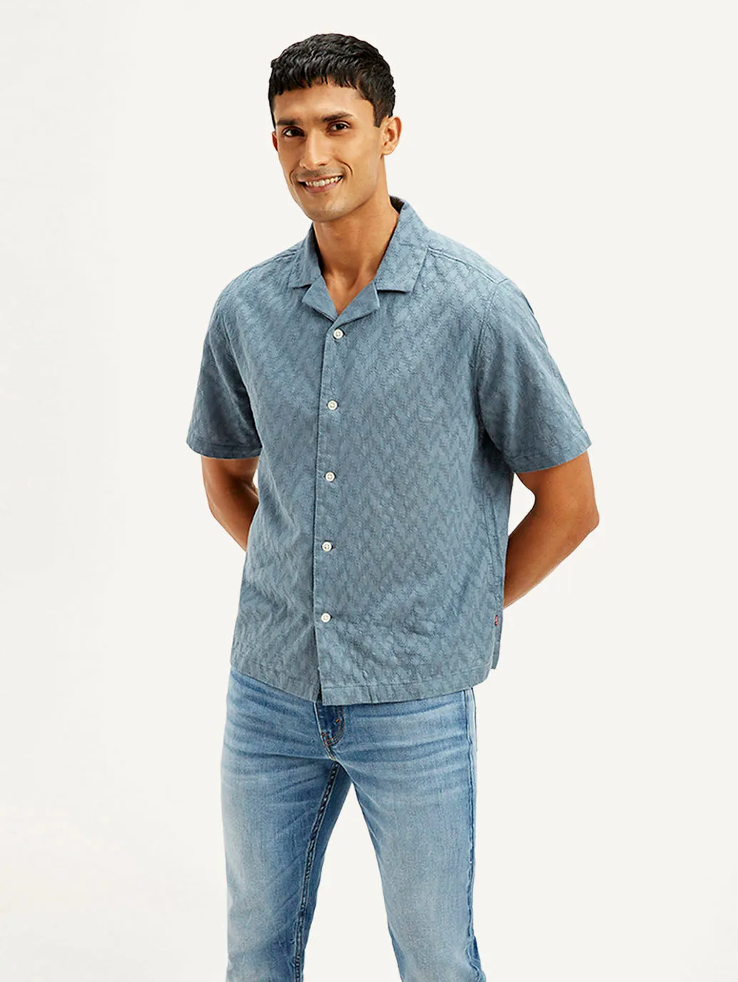 Men's Resort Collar Chevron Relaxed Fit Shirt LEVI'S