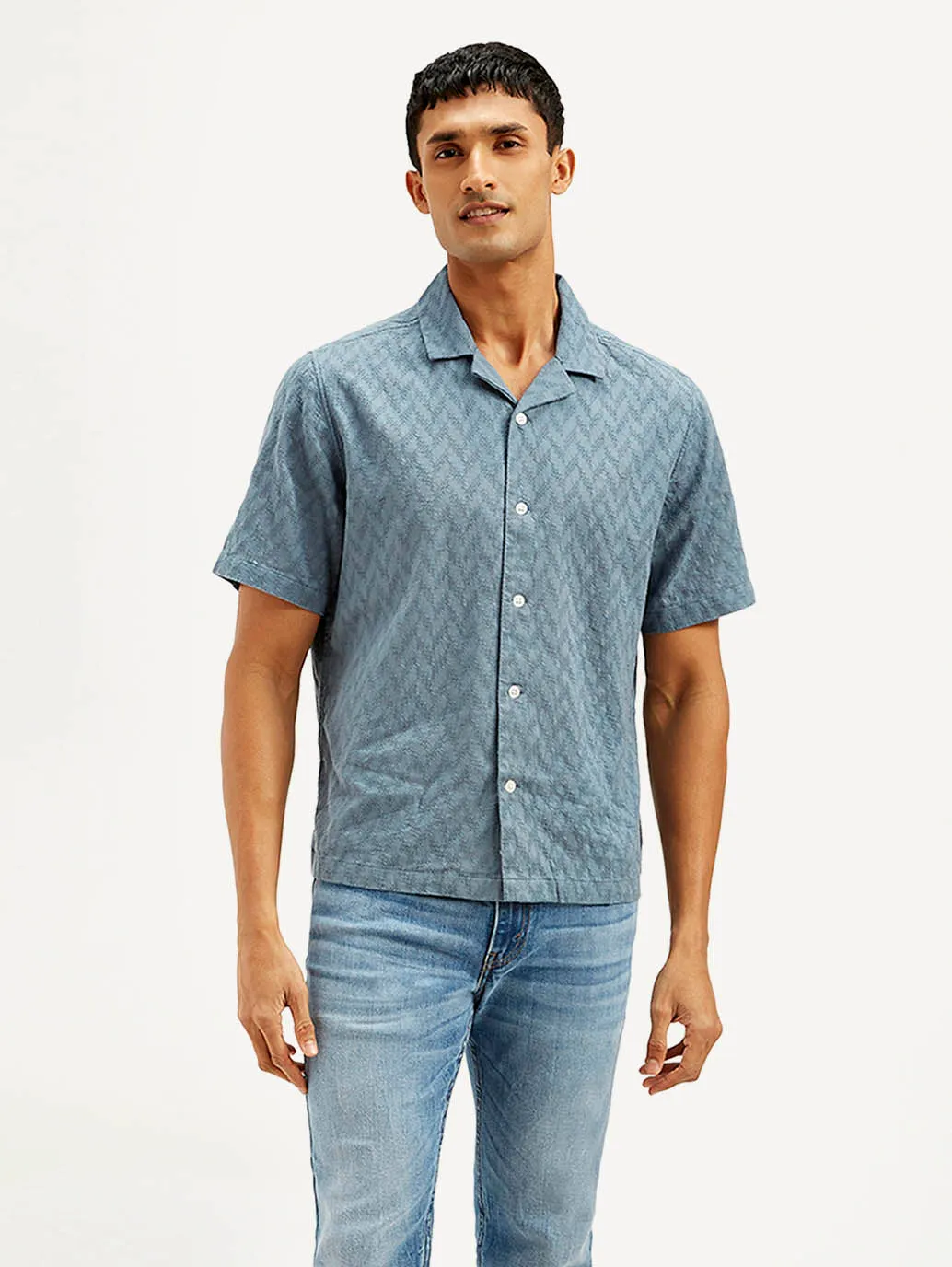 Men's Resort Collar Chevron Relaxed Fit Shirt LEVI'S