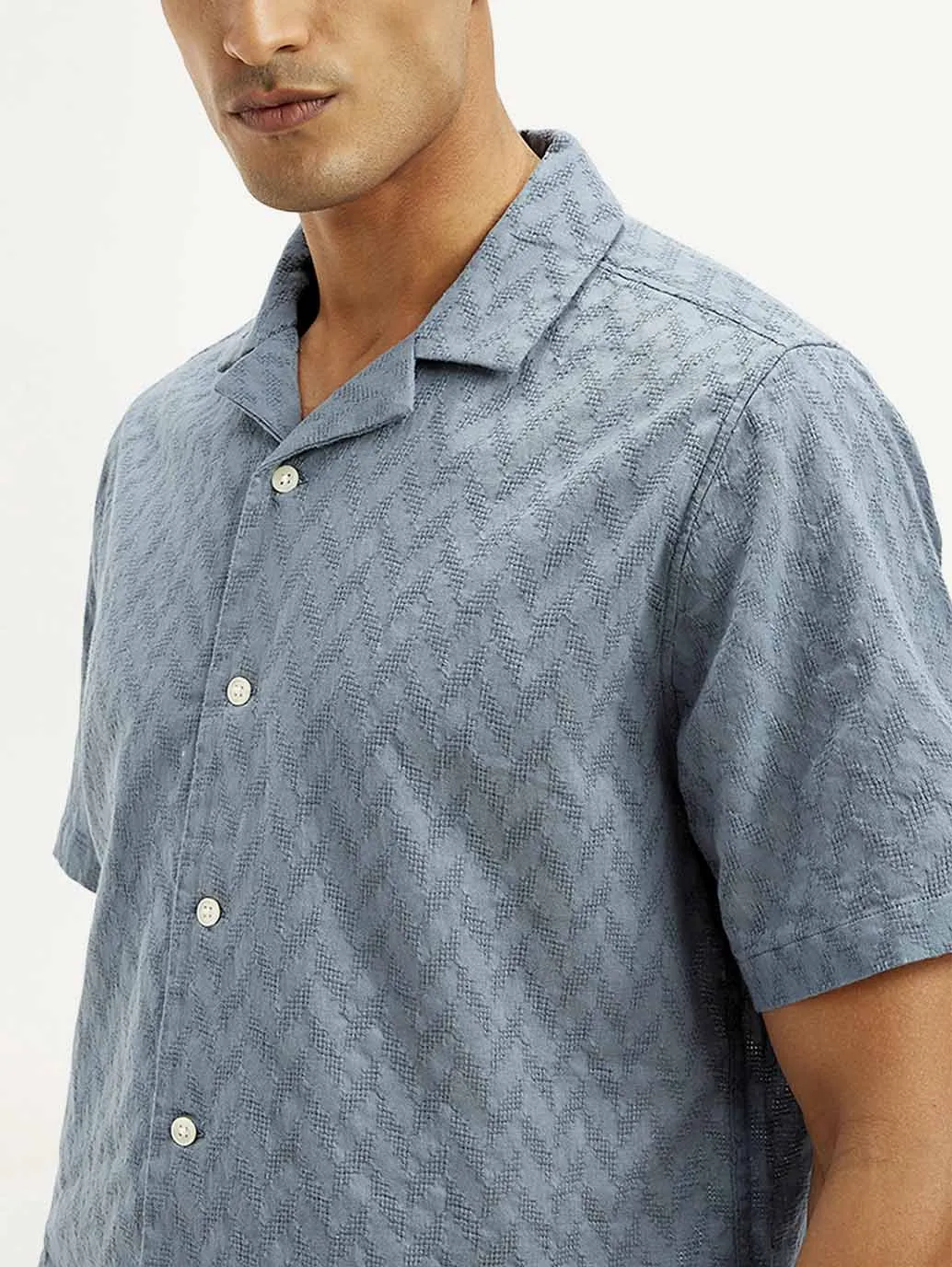 Men's Resort Collar Chevron Relaxed Fit Shirt LEVI'S