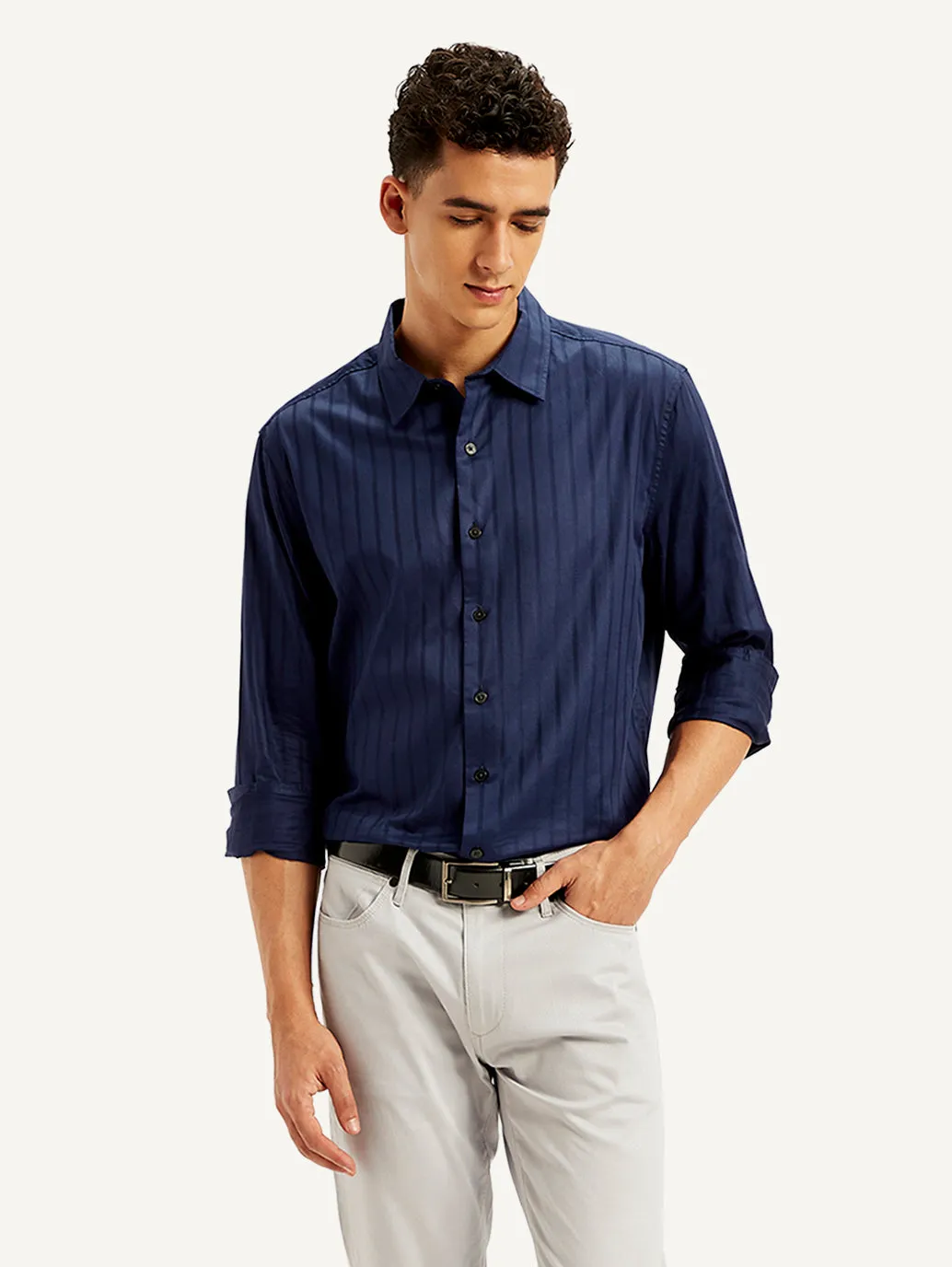 Men's Self Design Slim Fit Shirt LEVI'S