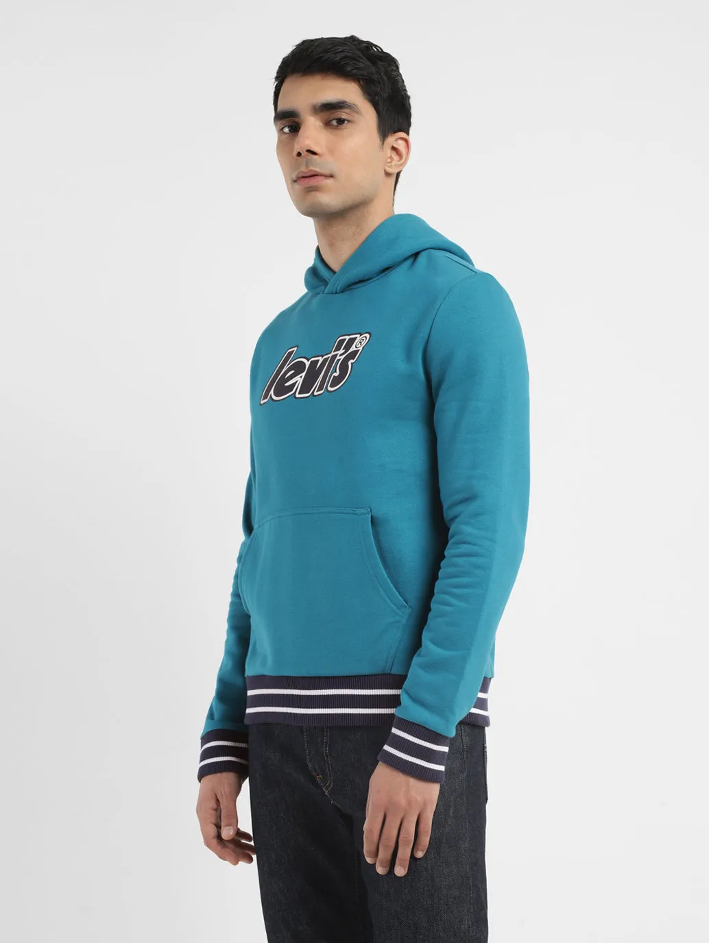 Men's Solid Blue Hooded Sweatshirt LEVI'S