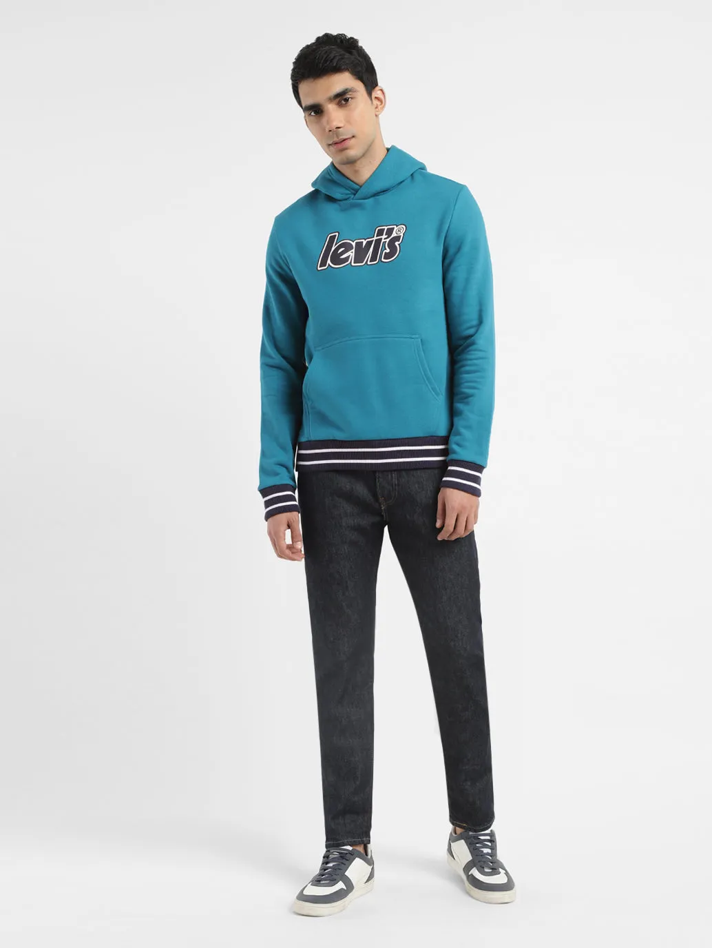 Men's Solid Blue Hooded Sweatshirt LEVI'S