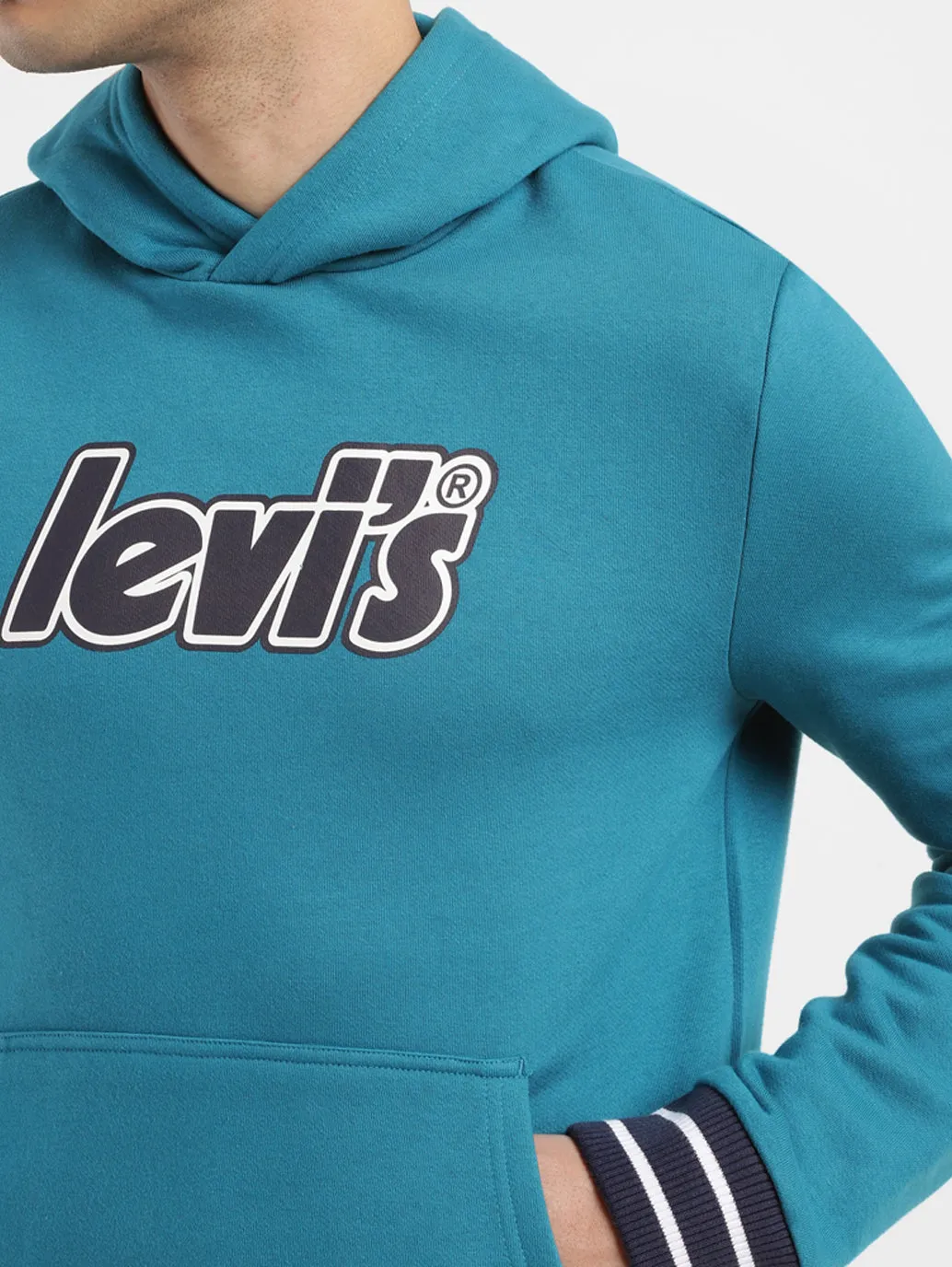 Men's Solid Blue Hooded Sweatshirt LEVI'S