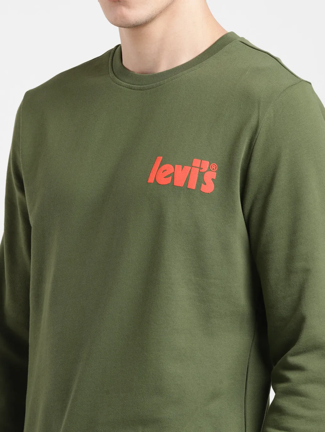 Men's Solid Green Crew Neck Sweatshirt LEVI'S
