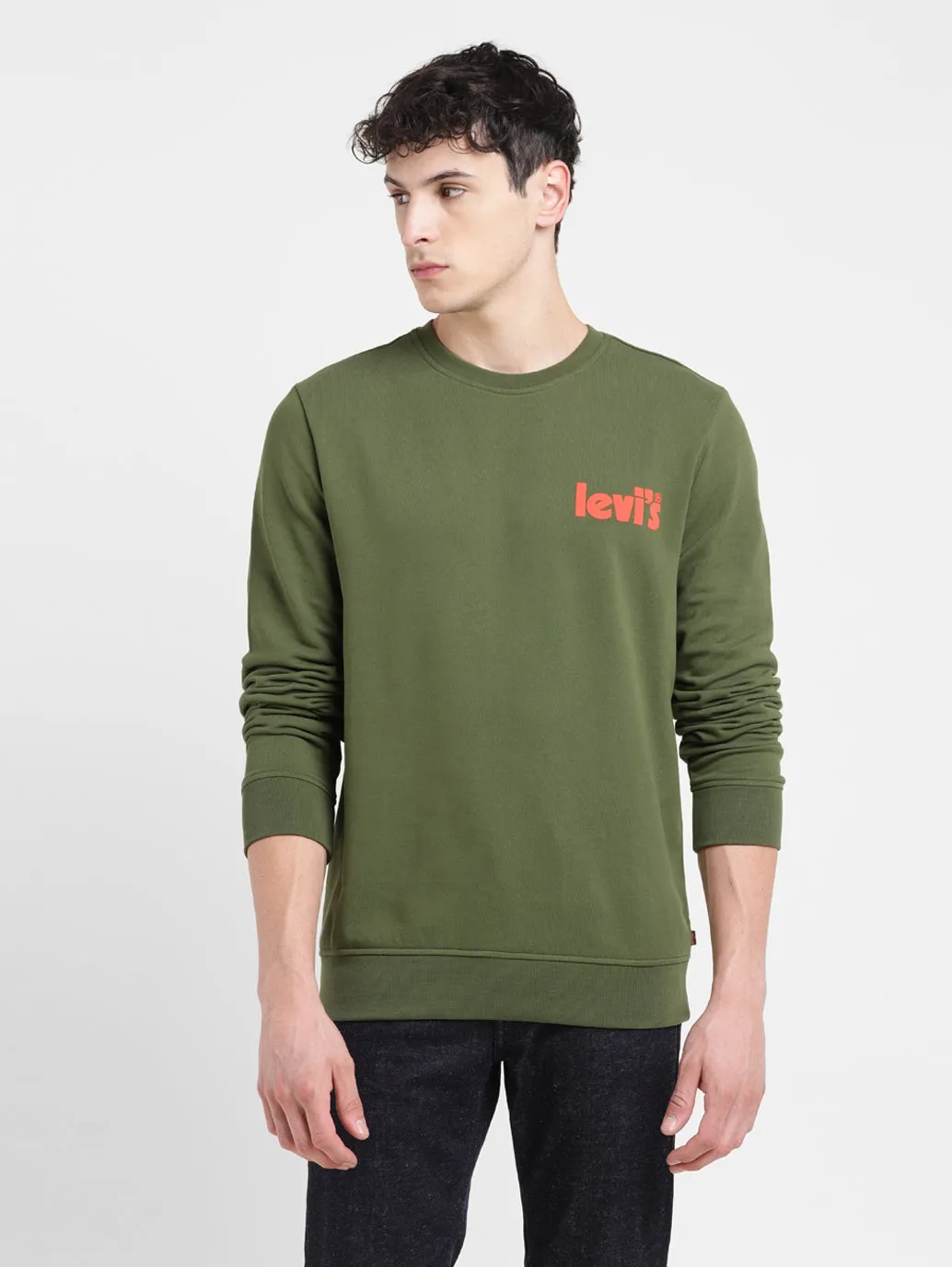 Men's Solid Green Crew Neck Sweatshirt LEVI'S