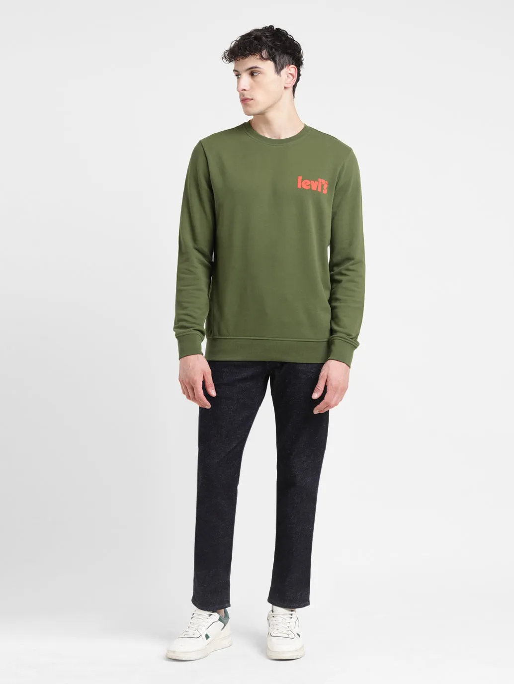 Men's Solid Green Crew Neck Sweatshirt LEVI'S
